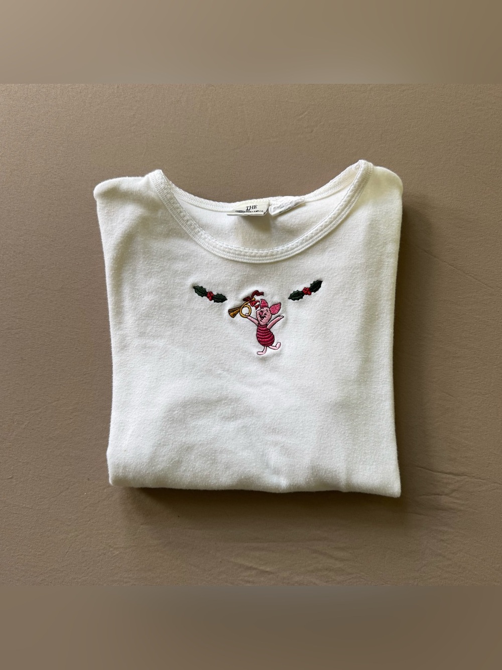 Vintage Y2K Disney Embroidered holiday Piglet Long Sleeve Top